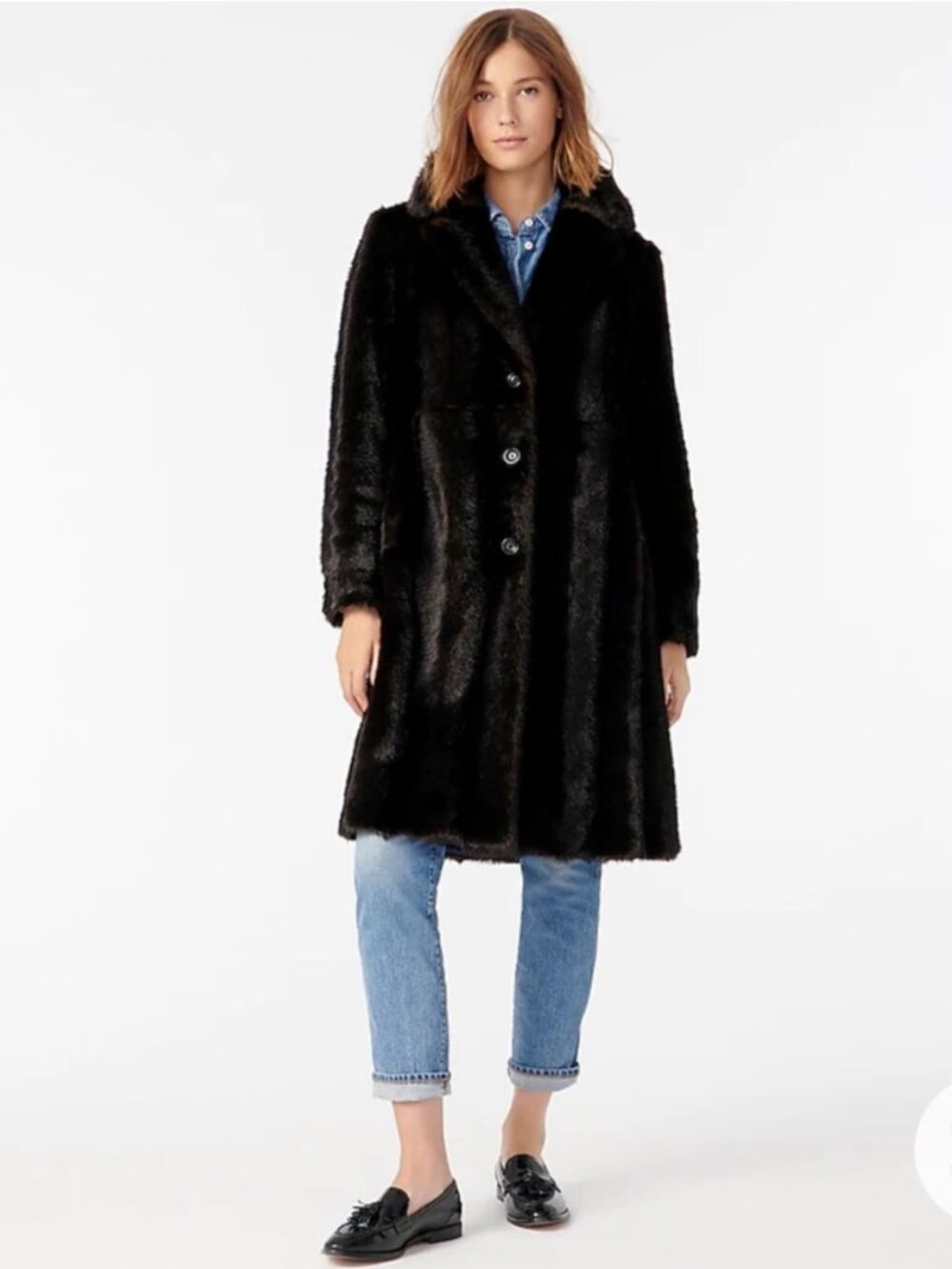 J.Crew Collection Faux-Mink Topcoat Brown XS